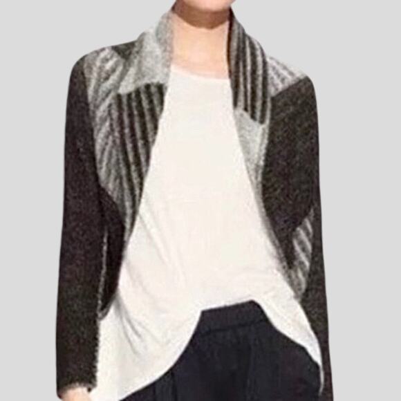 Cabi Womens Cardigan Patchwork Sweater SZ M Wool Blend Open Front Mixed Pattern - Picture 2 of 11